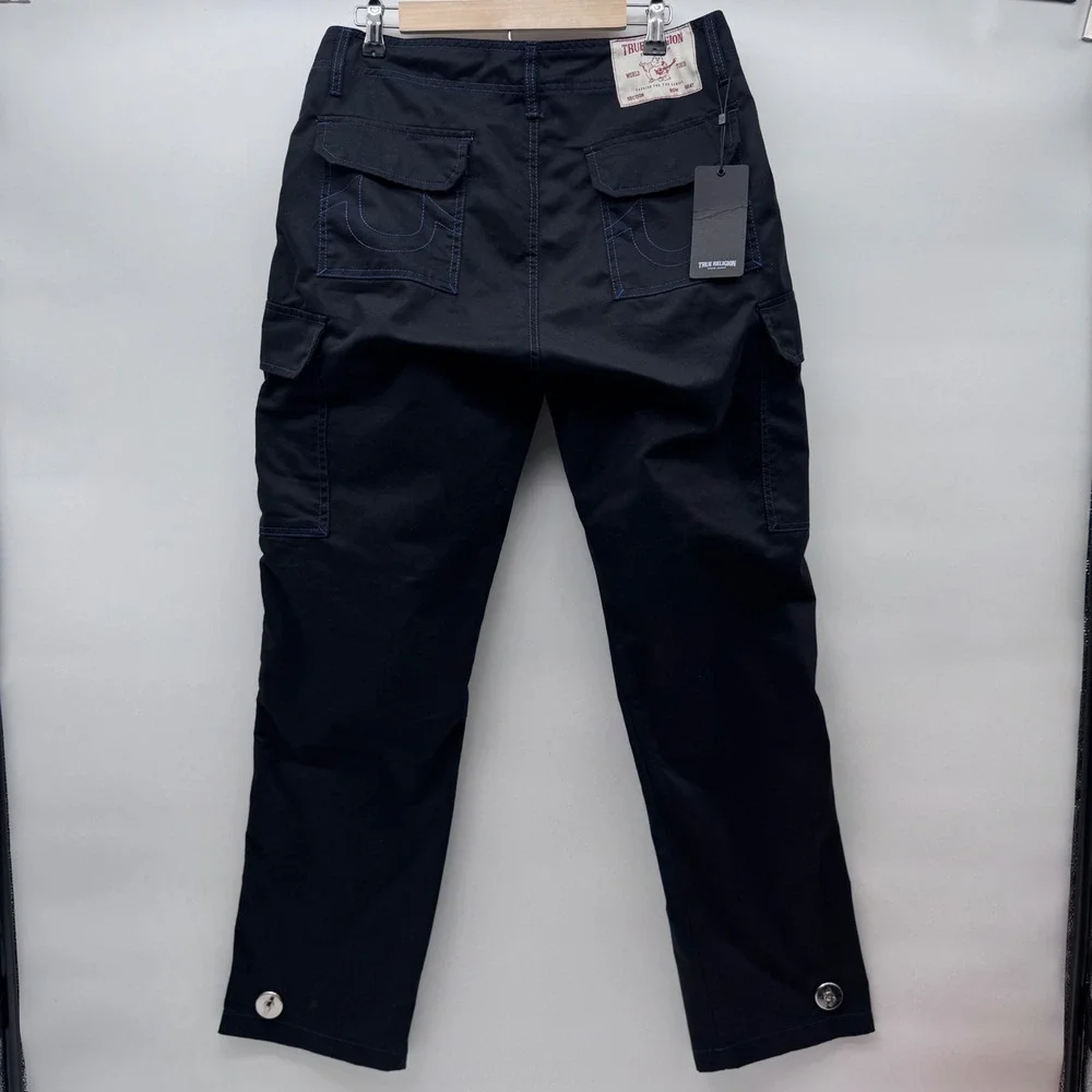 True Religion Cargo Pants Mens 30 Jet Black Pacific Blue NWT